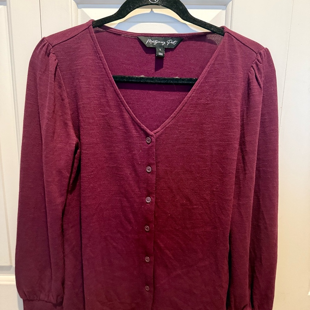 New York & Company Cranberry Button-Down Shirt